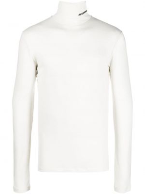 Пуловер с принт Jil Sander бяло