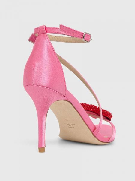 Sandale din satin cu motiv cu inimi Custommade roz