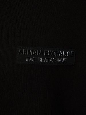 Bavlněná mikina s kapucí na zip Armani Exchange černá