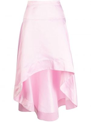 Asymetrické saténové sukně s vysokým pasem Cynthia Rowley růžové