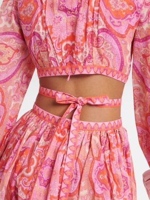 Vestito di cotone con stampa Zimmermann rosa