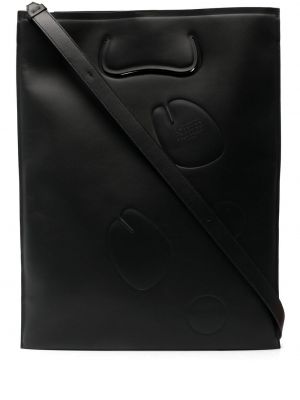 Leder shopper handtasche ohne absatz Maison Margiela schwarz