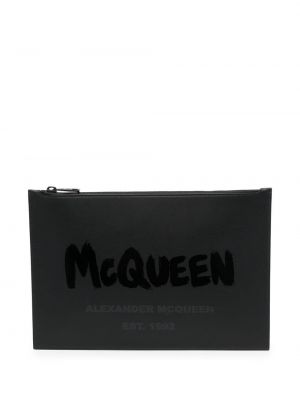 Listová kabelka na zips bez podpätku s potlačou Alexander Mcqueen čierna