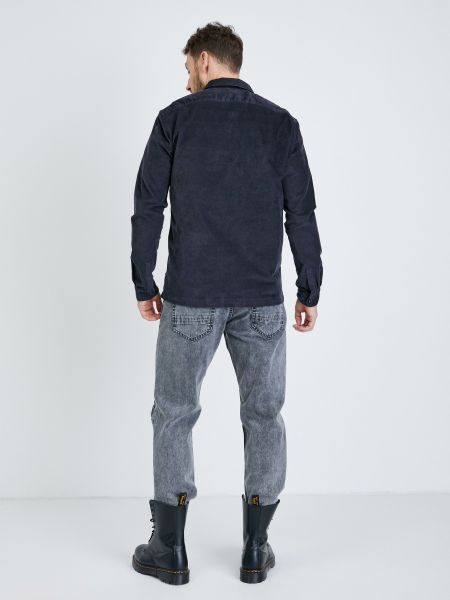 Manšestrová džínová košile na zip Tom Tailor Denim šedá