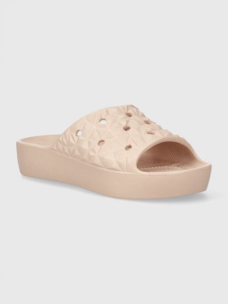 Papuci cu platformă cu imprimeu geometric Crocs roz