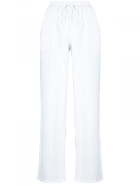 Lněné kalhoty s vysokým pasem relaxed fit Trendyol bílé