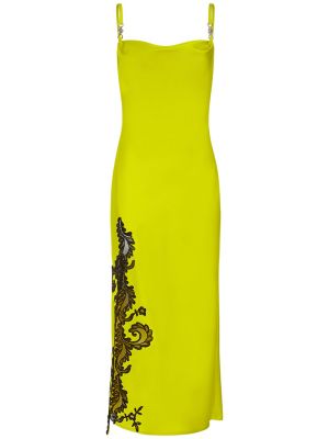 Krajkové saténové midi šaty Versace žluté