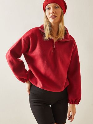 Fliso džemperis aukšta apykaklė Xhan raudona