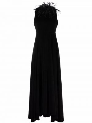 Кадифена вечерна рокля с пера Styland черно