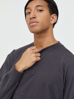 Bavlněné tričko s dlouhým rukávem s dlouhými rukávy Abercrombie & Fitch šedé