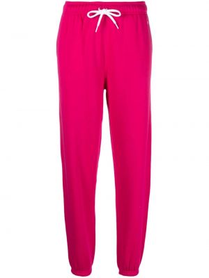Bavlnené teplákové nohavice s výšivkou Polo Ralph Lauren ružová