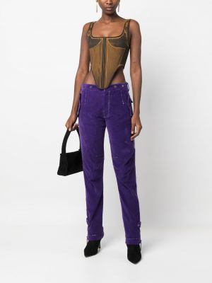 Aksamitne spodnie Dolce & Gabbana Pre-owned fioletowe