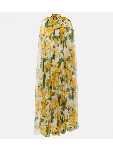 Květinové šifonové hedvábné dlouhé šaty Dolce&gabbana