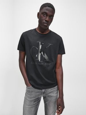Camiseta de algodón manga corta Calvin Klein Jeans negro