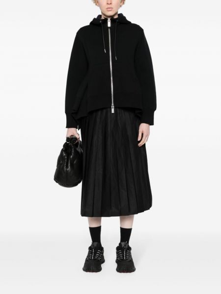 Asymmetrischer hoodie mit reißverschluss Sacai schwarz