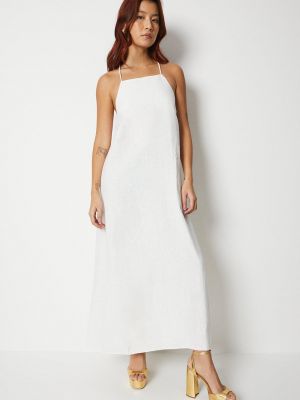 Льняное длинное платье Warehouse белое