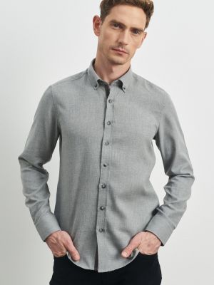 Flanelová slim fit košile s knoflíky Altinyildiz Classics šedá