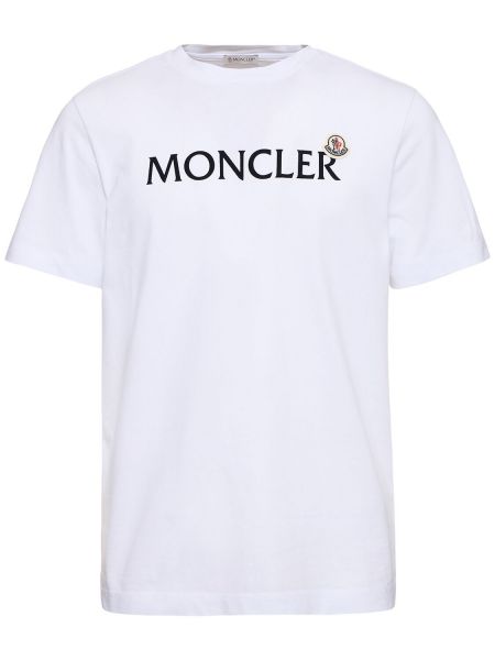Pamut póló Moncler fehér