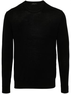 Černý vlněný svetr z merino vlny Roberto Collina