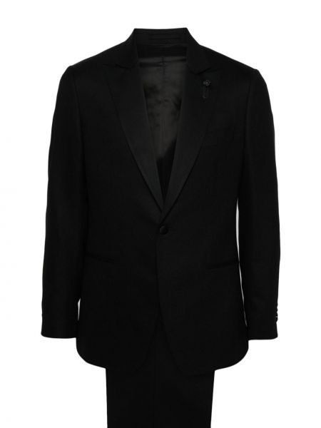 Ukrojena obleka iz krep tkanine Lardini črna