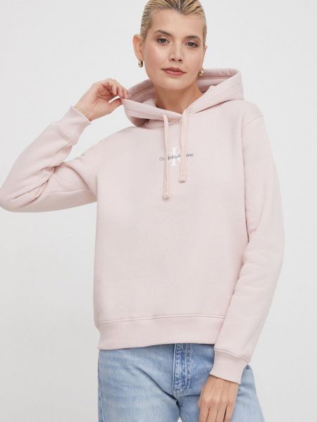 Hoodie s kapuljačom Calvin Klein Jeans ružičasta