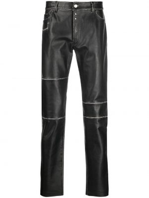 Δερμάτινο παντελόνι με ίσιο πόδι Mm6 Maison Margiela μαύρο