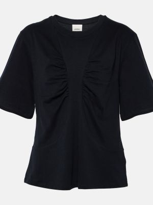 Pamučna majica od jersey s draperijom Isabel Marant crna