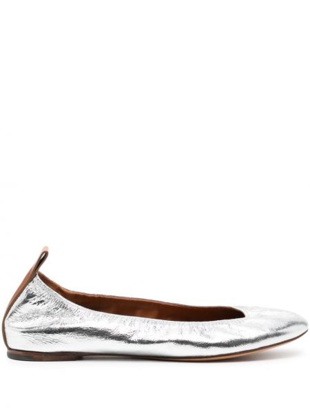 Usnjene nizki čevlji Lanvin srebrna