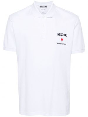 Polo majica z vezenjem Moschino bela