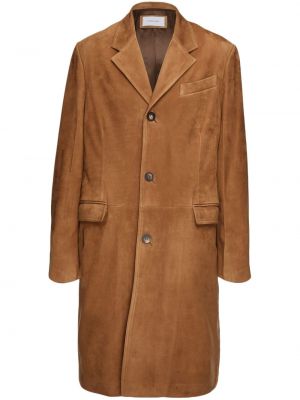 Kožený kabát Ferragamo hnedá