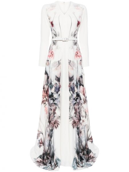 Φλοράλ φόρεμα με σχέδιο Saiid Kobeisy λευκό