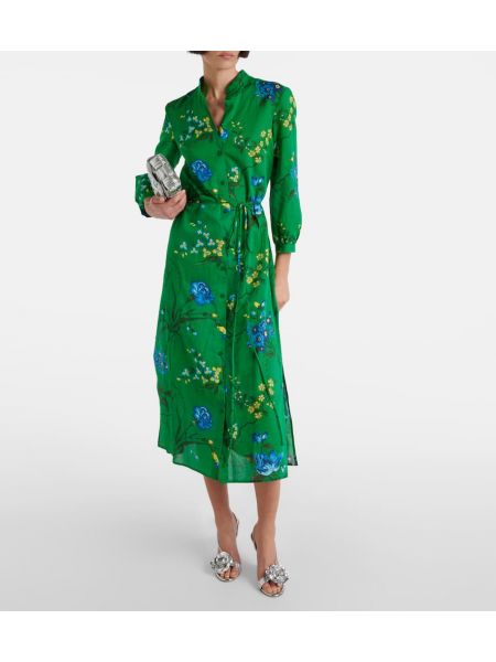 Pamučna midi haljina Erdem zelena