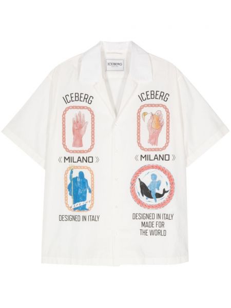 Βαμβακερό πουκάμισο με σχέδιο Iceberg λευκό