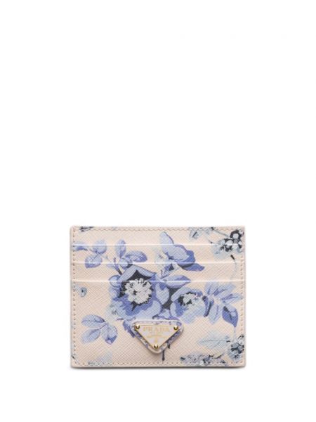 Květinová kožená peněženka s potiskem Prada