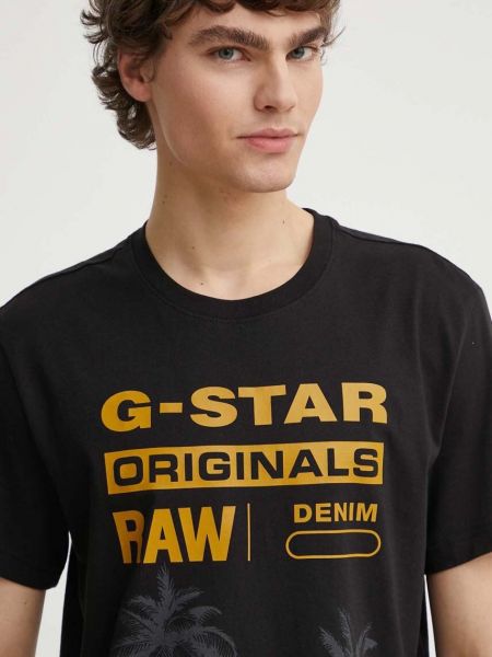 Pamučna majica s uzorkom zvijezda G-star Raw crna