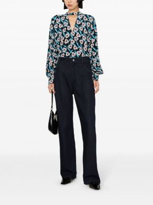 Bluzka w kwiatki z nadrukiem Dvf Diane Von Furstenberg czarna