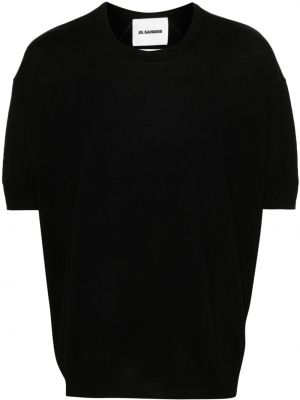 Pull en laine avec manches courtes Jil Sander noir