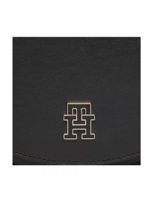 Bolsa de hombro de cuero de cuero sintético Tommy Hilfiger negro