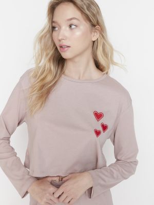 Плетена пижама бродирана със сърца Trendyol