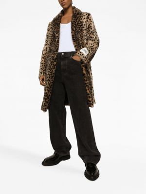 Kažokādas ar apdruku ar leoparda rakstu Dolce & Gabbana brūns