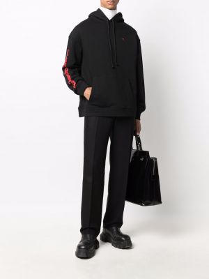 Bluza z kapturem z nadrukiem Raf Simons czarna
