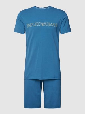 Piżama z nadrukiem Emporio Armani niebieska
