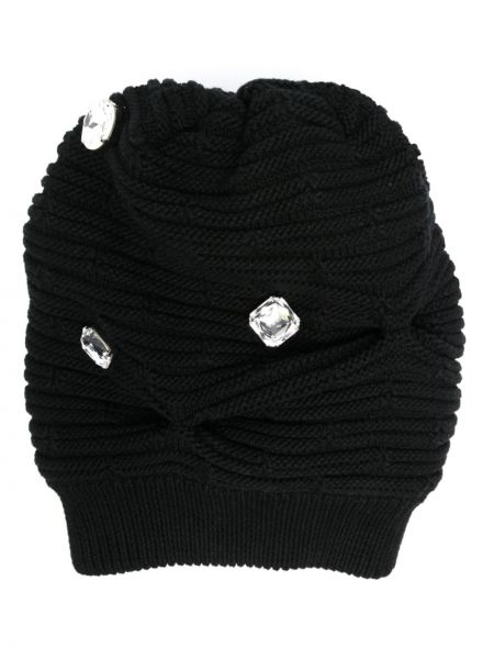 Памучна шапка с кристали Moschino черно