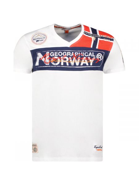 Rövid ujjú póló Geographical Norway fehér