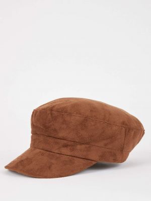 Велурена шапка с козирки Defacto кафяво
