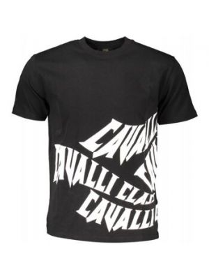 Czarna koszulka z krótkim rękawem Roberto Cavalli