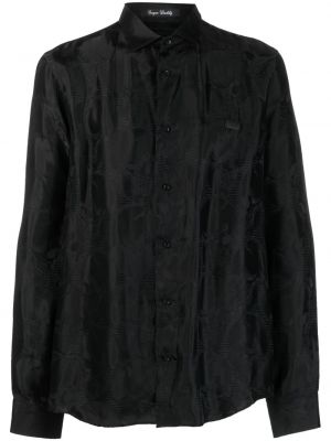 Žakárová košeľa Philipp Plein čierna