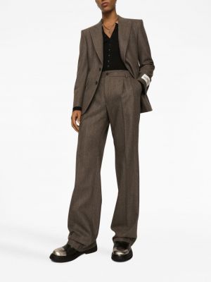 Flanellist laia lõikega triibuline püksid Dolce & Gabbana pruun