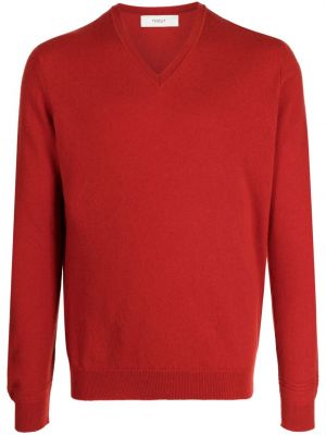 Sweter z kaszmiru z dekoltem w serek Pringle Of Scotland czerwony