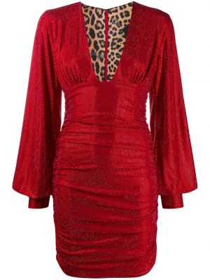 Vestido de cóctel con apliques Philipp Plein rojo
